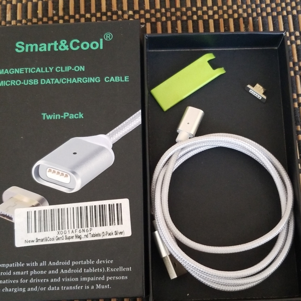Android / Samsung magnetic clip cable twin pk